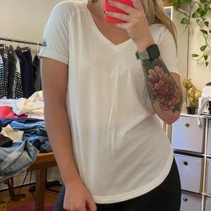 White Adidas V-Neck with back detail